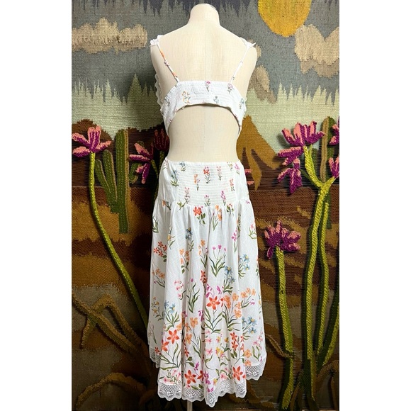 Anthropologie Floral Open Back Midi Dress L - Picture 4 of 16